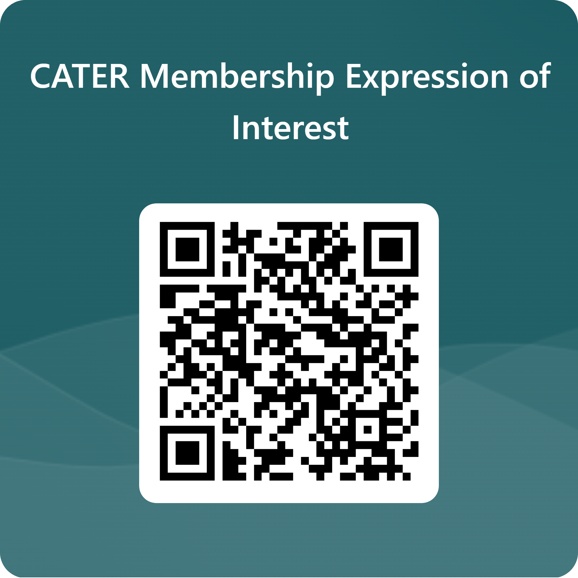 QR code linking to the CATER membership expression of interest form